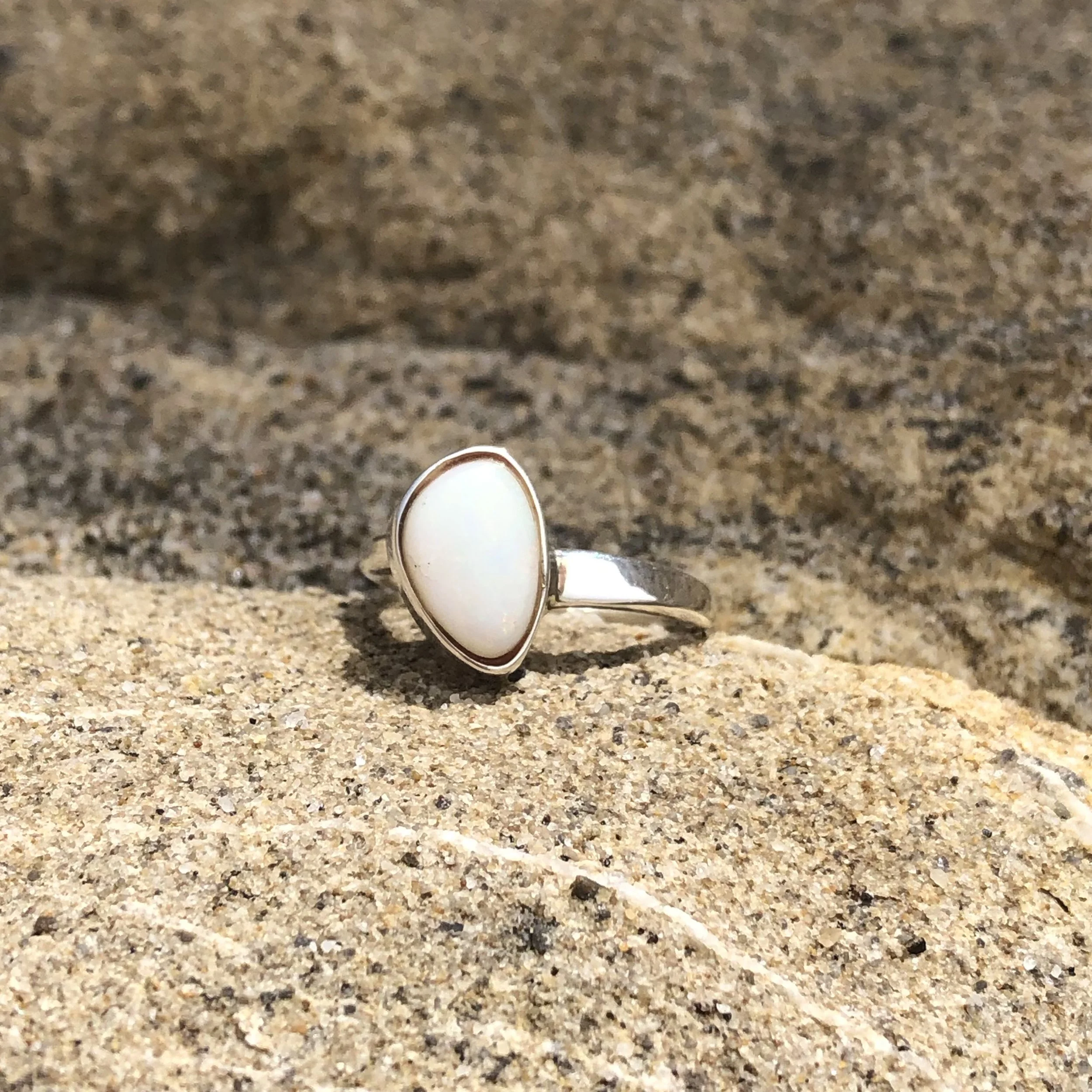 Australian White Opal Ring — Teenie Jewelry Australian White Opal Ring — Teenie Jewelry